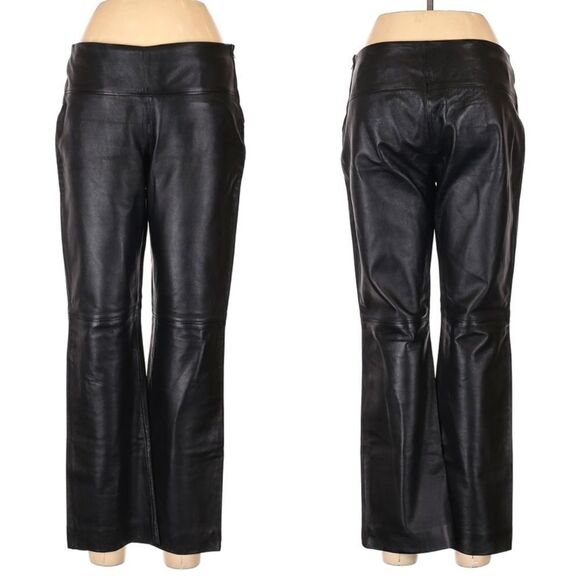 EXPRESS Black Leather Straight Leg Pants - Picture 6 of 6
